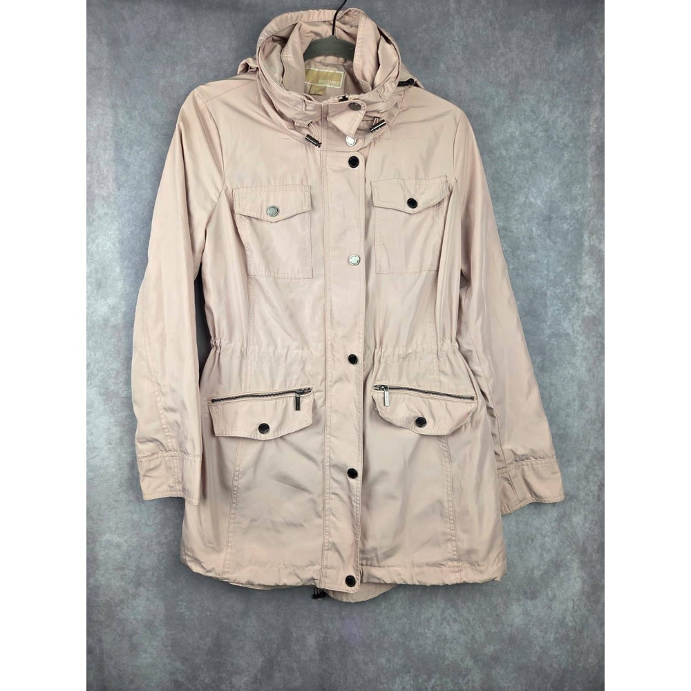 Michael Kors Womens Pink Anorak Utility Jacket Stowaway‎ Hood Medium M
